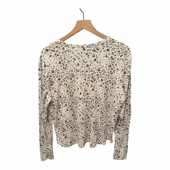 Rails Leopard Print Linen Blend Henley Button Front Long Sleeve Top – Size L - Picture 5 of 9